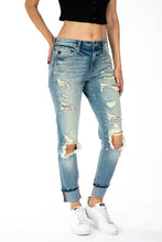 Load image into Gallery viewer, KanCan- High Rise Distressed Boyfriend Jeans