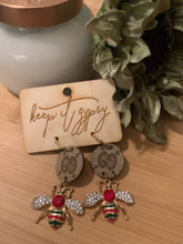 Load image into Gallery viewer, Bee Upcycled Earrings
