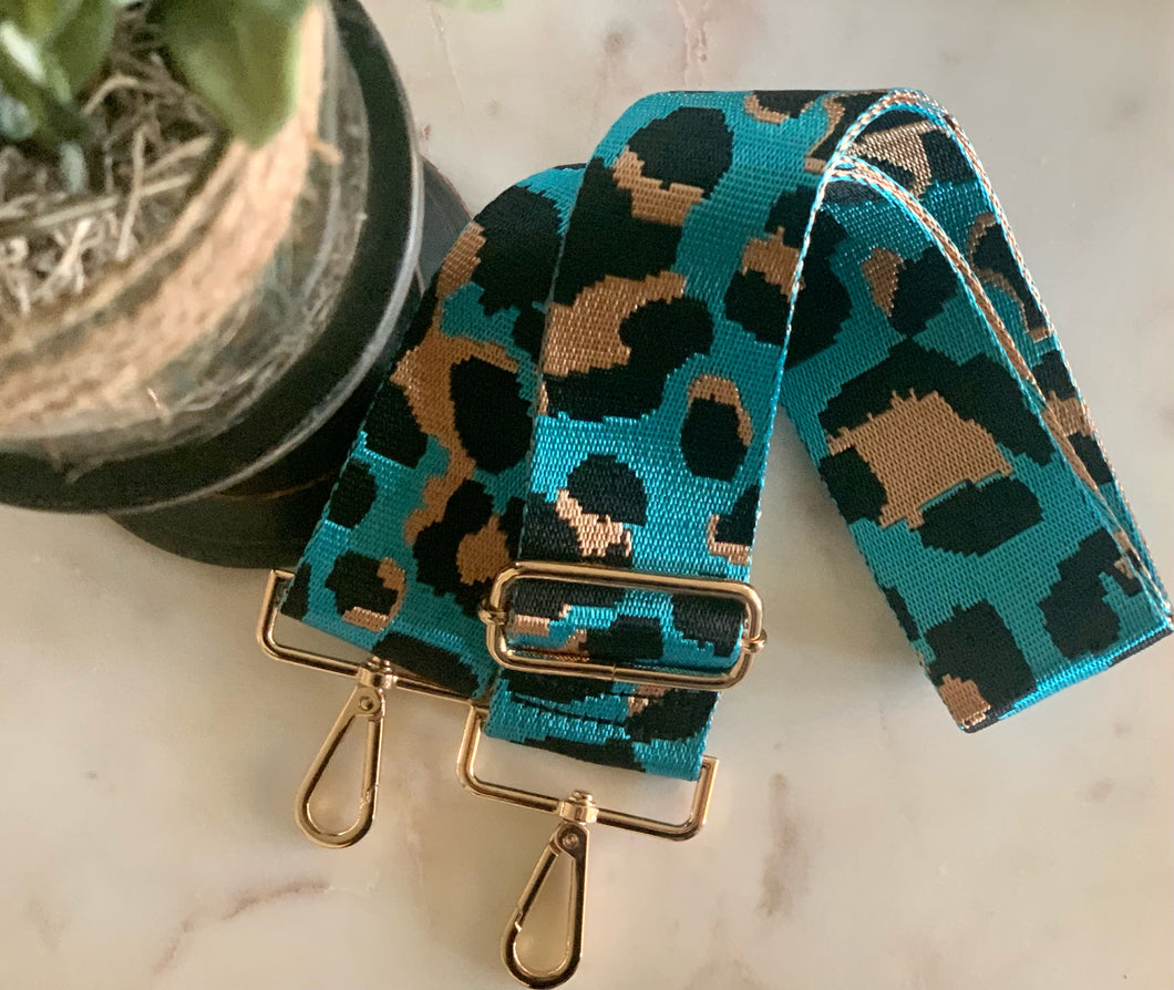 Blue Leopard Purse Strap