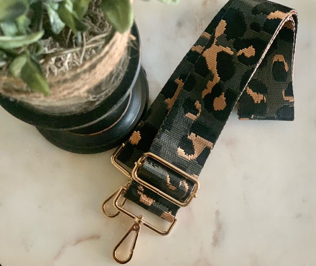 Gunmetal Leopard Purse Strap