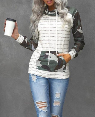 Camo and Stripes Cowl Sweater AKA Cutest Sweater EVA - The Turquoise Tulip Boutique 