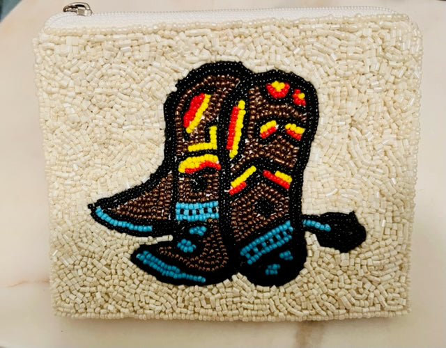 Beaded Boots Coin Purse