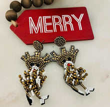 Load image into Gallery viewer, Beaded Rudolph Earrings
